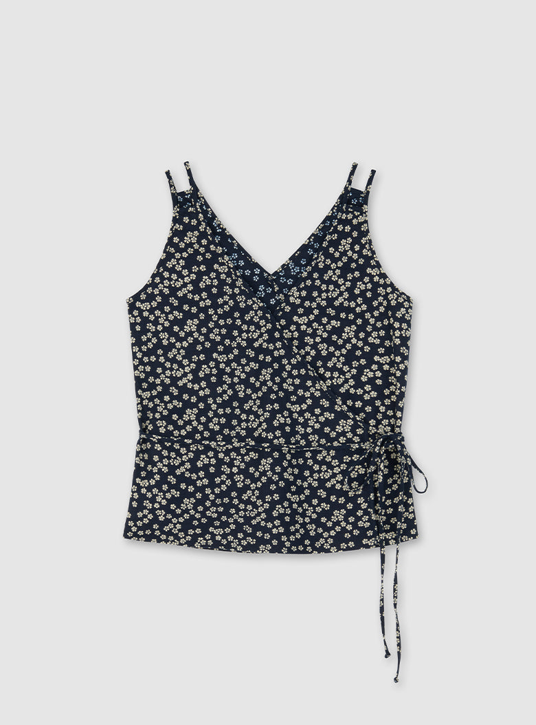 floral wrap sleeeless blouse