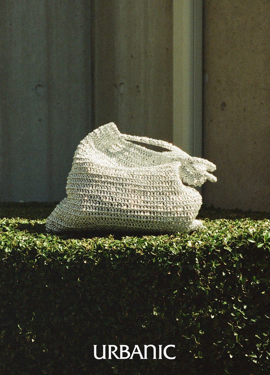 Glitter Hand Knitted Bag (Silver)