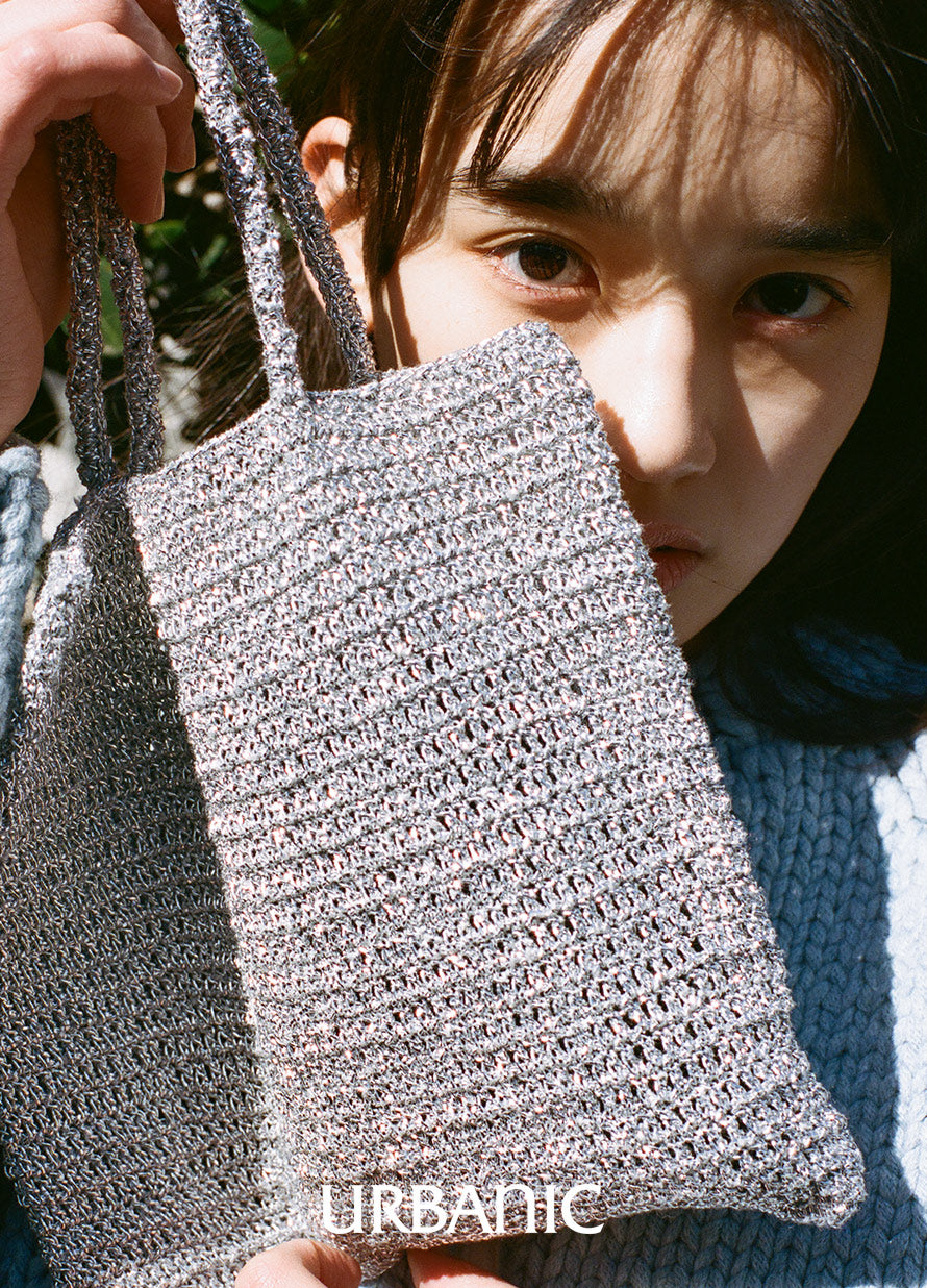 Glitter Hand Knitted Bag (Silver)