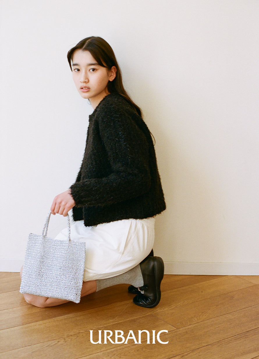 Glitter Hand Knitted Bag (Silver)