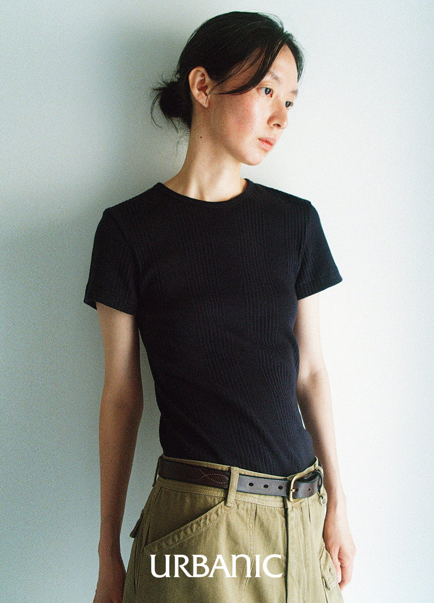 Ribbed Crew-neck Tee