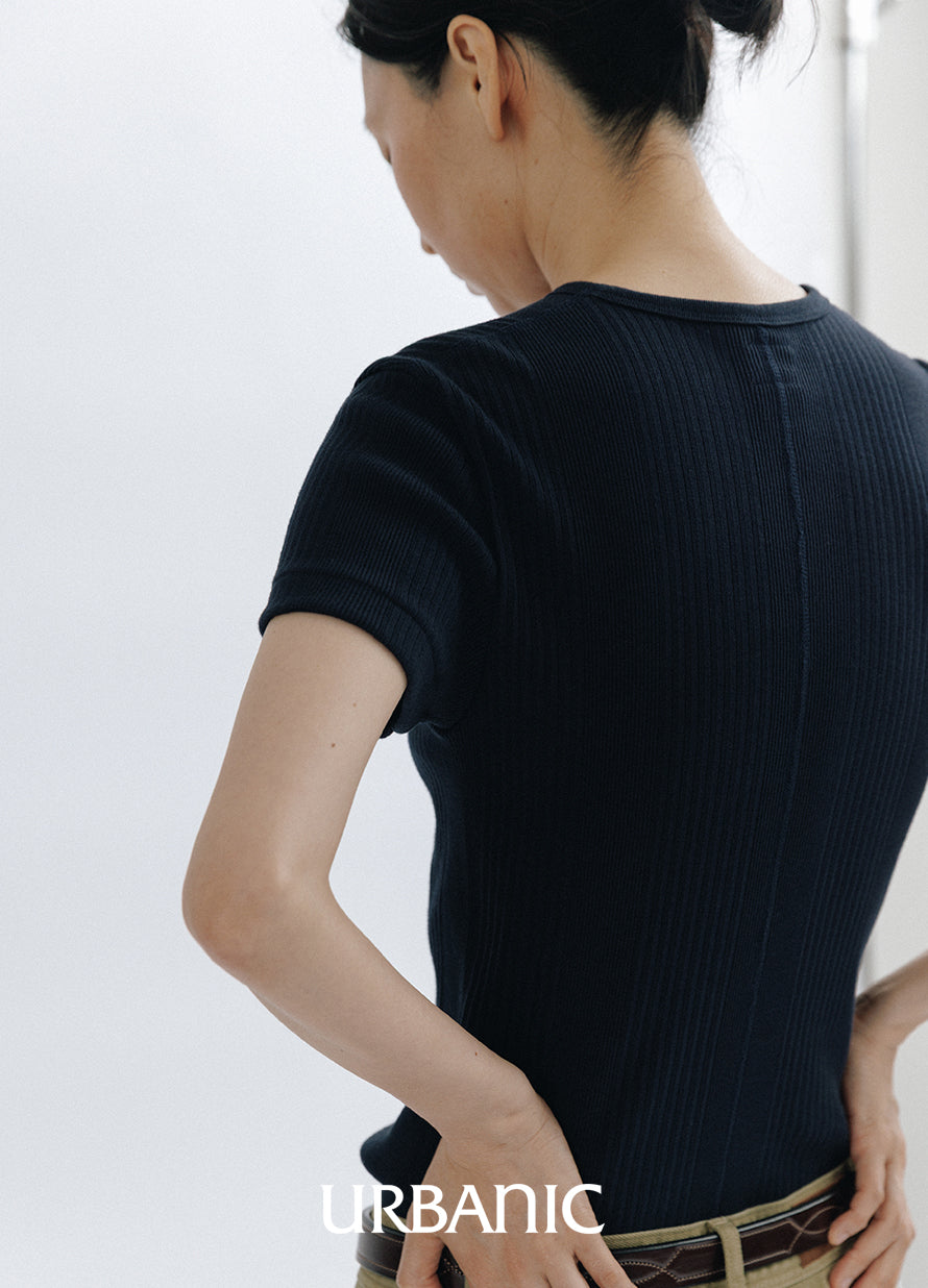 Ribbed Crew-neck Tee
