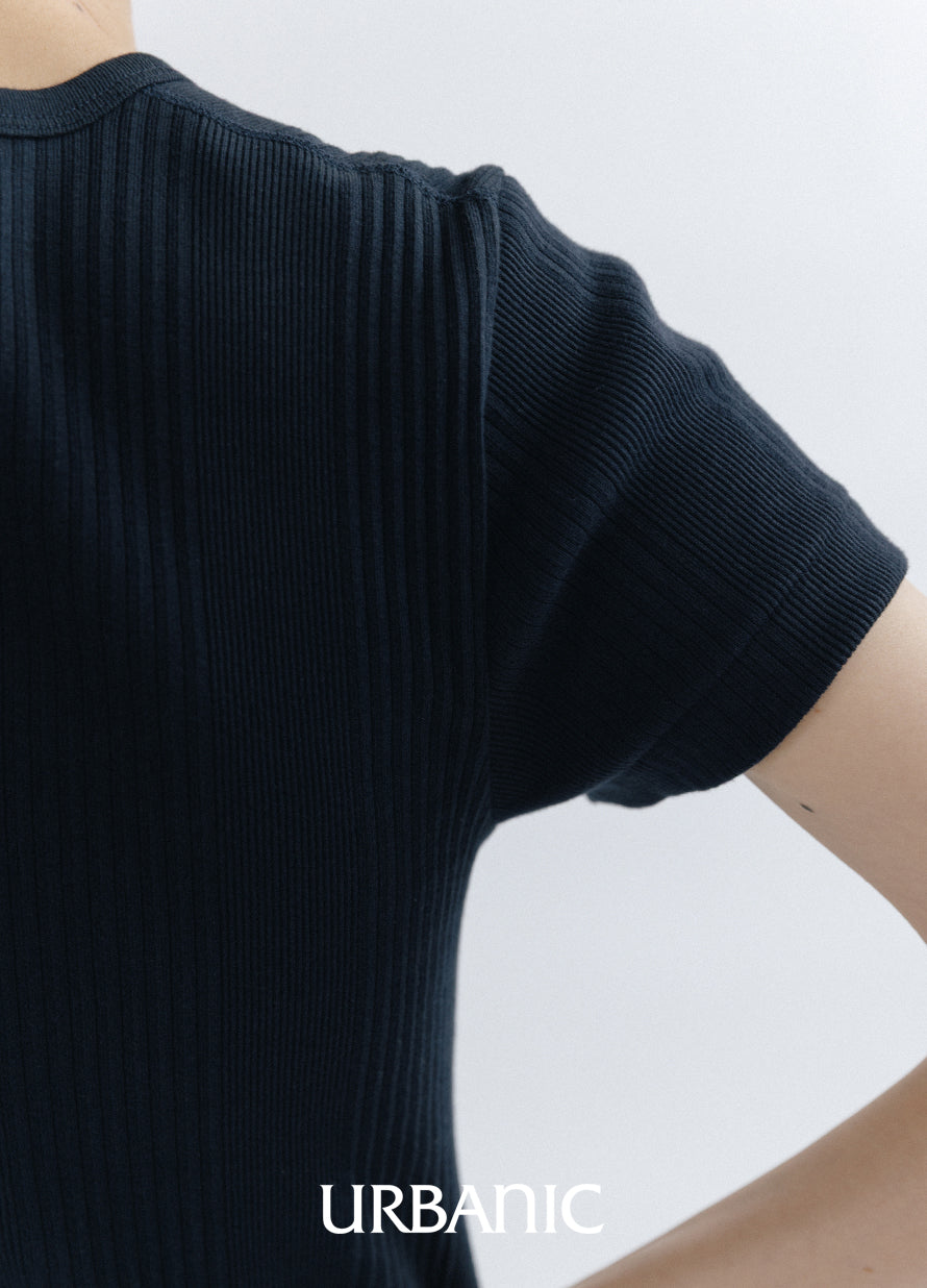 Ribbed Crew-neck Tee