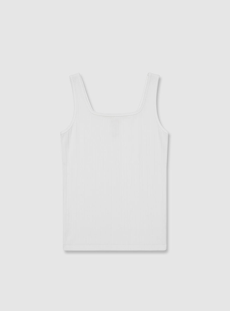 Ribbed Square-neck Sleeveless