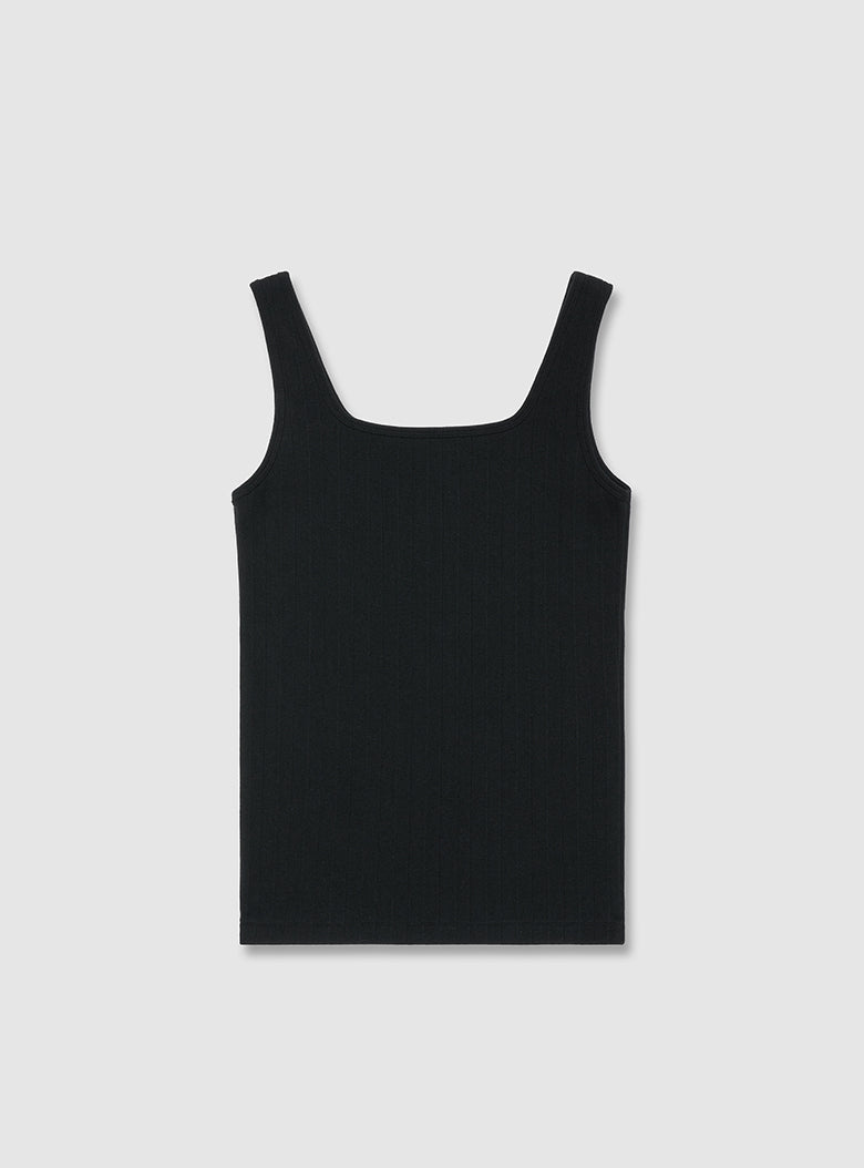 Ribbed Square-neck Sleeveless