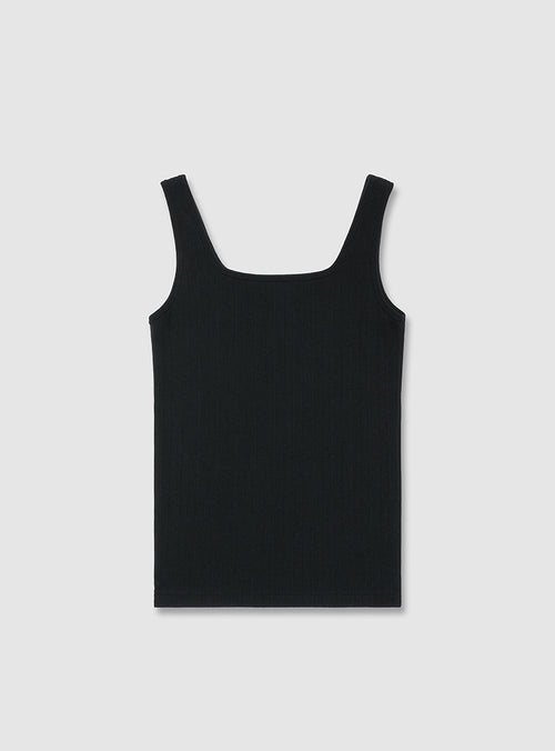 Ribbed Square-neck Sleeveless