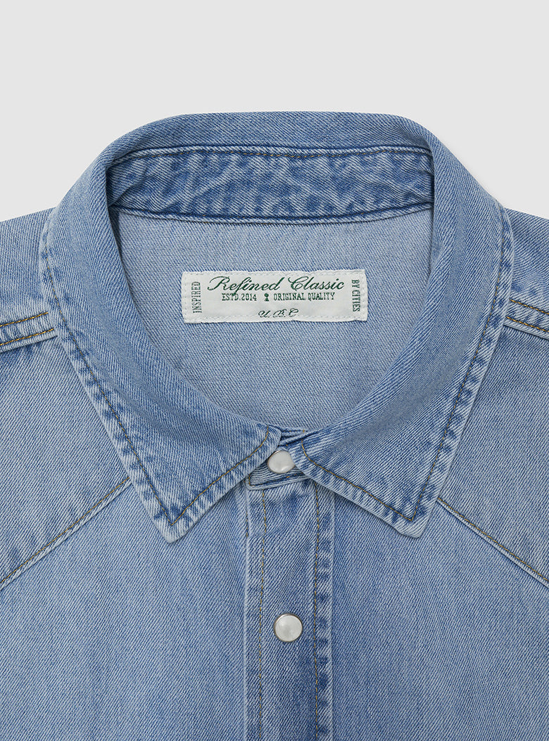 Western Denim Shirt (Light Blue)