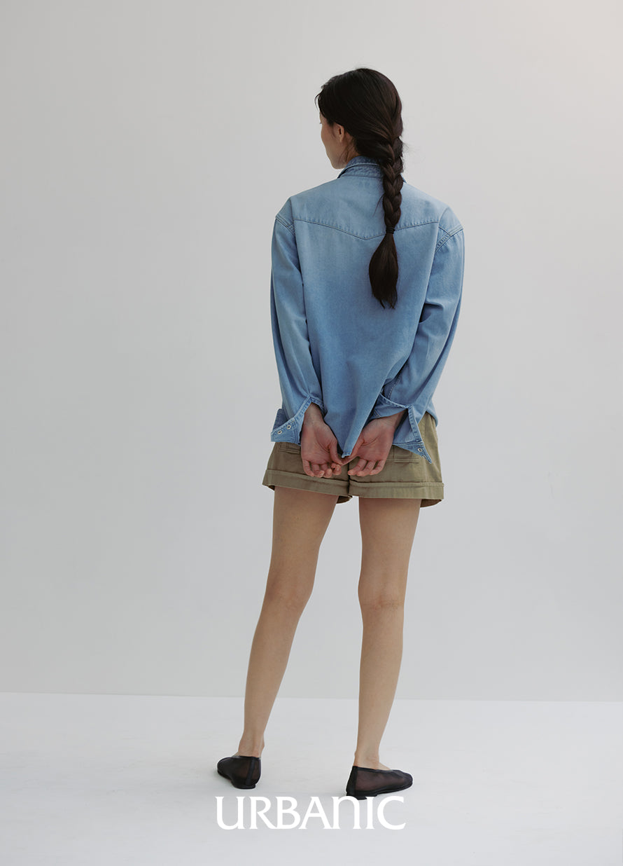 Western Denim Shirt (Light Blue)