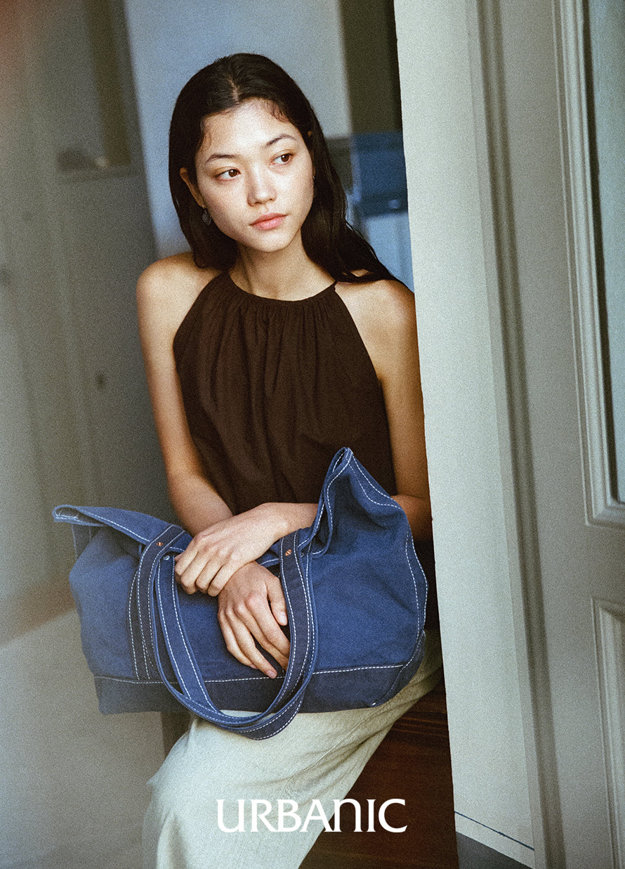 Summer halter neck top with fabric binding