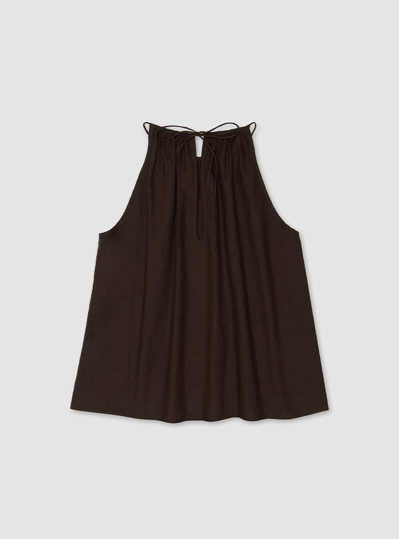 Halter neck sleeveless top with back tie