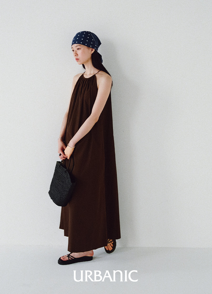 Antibes Halter Dress (Brown)