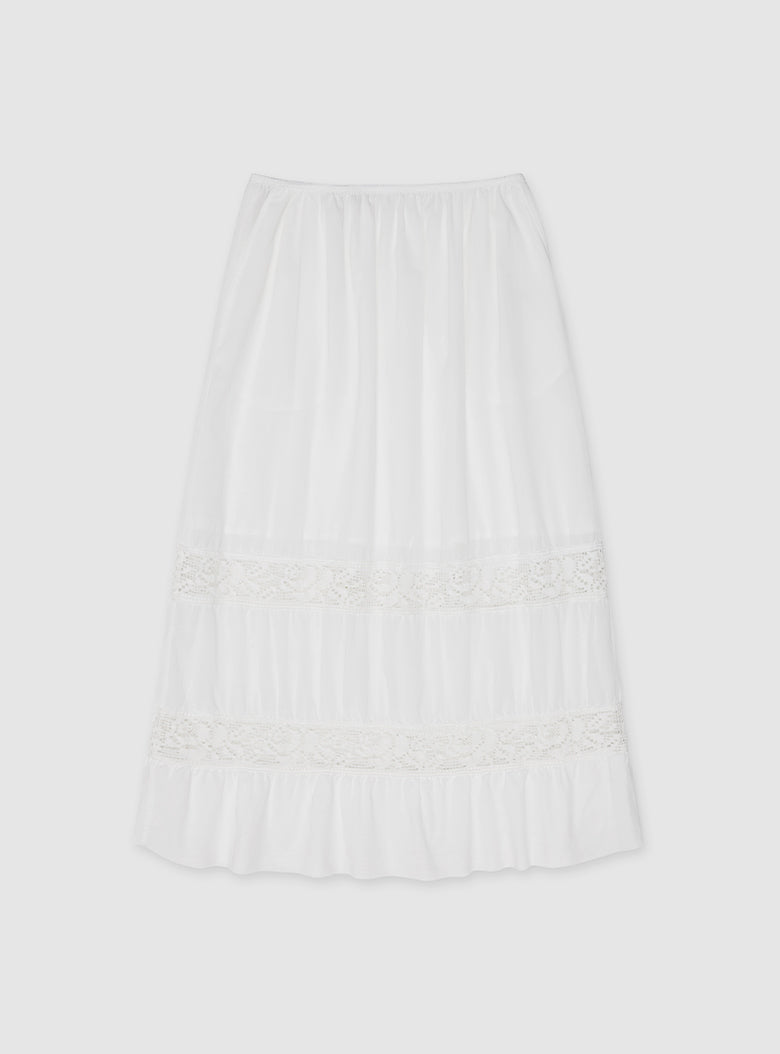 Airy cotton skirt with embroidered rose lace
