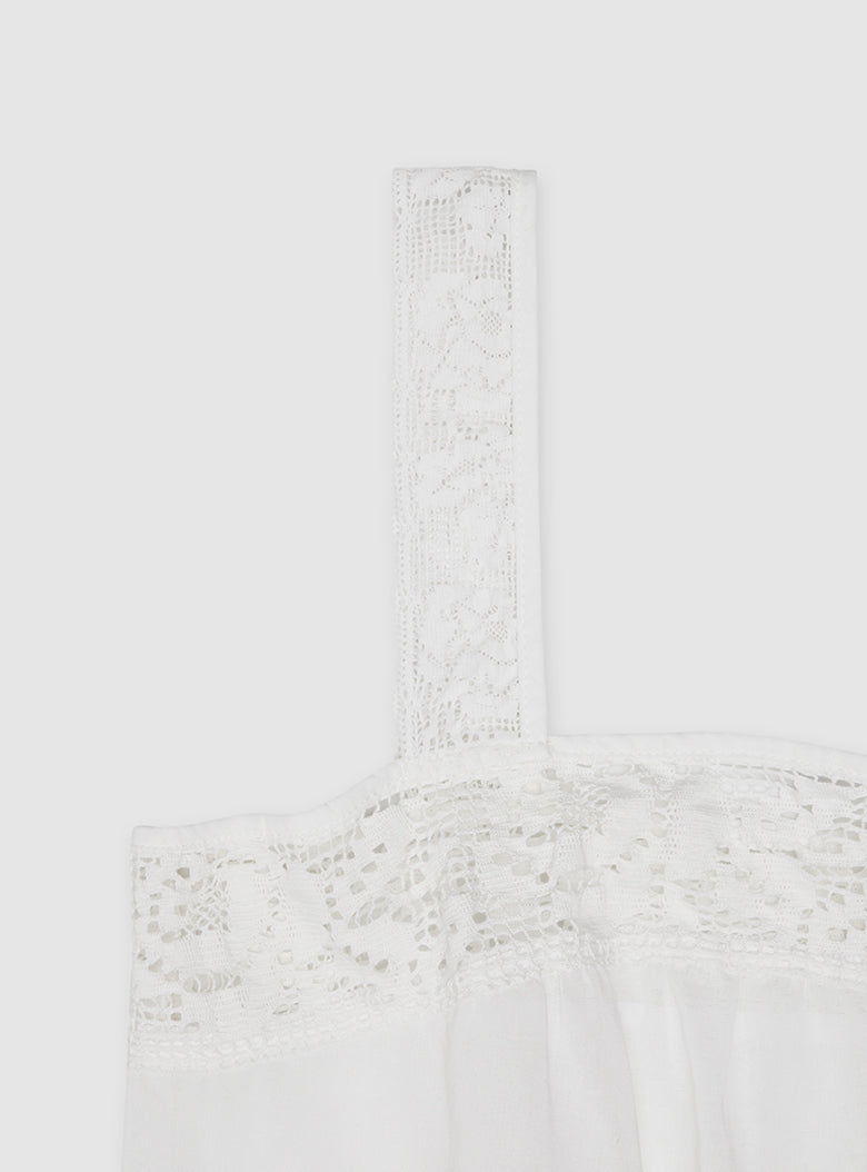 Thin cotton top with wide lace straps