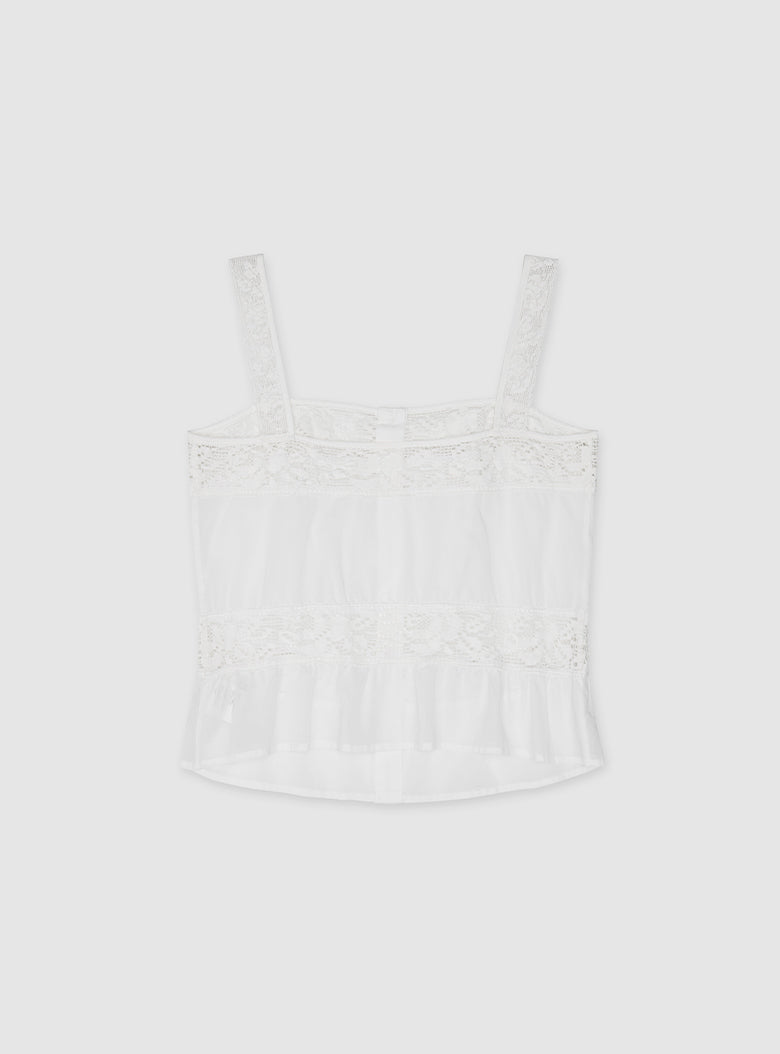 Romantic cotton top with rose lace detail