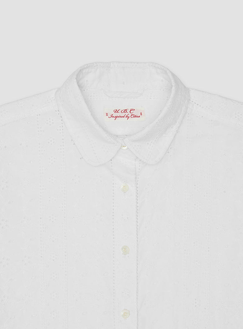 Fine cotton shirt with rounded collar