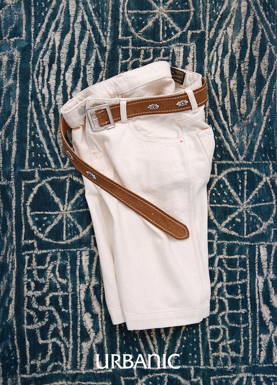 Distressed suede belt lined with vegetable-tanned calf leather