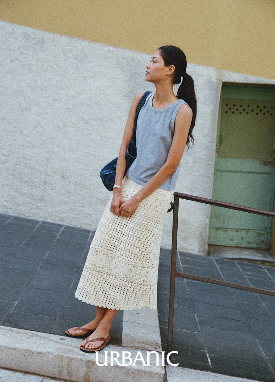 lace cotton floral motifs skirt for women
