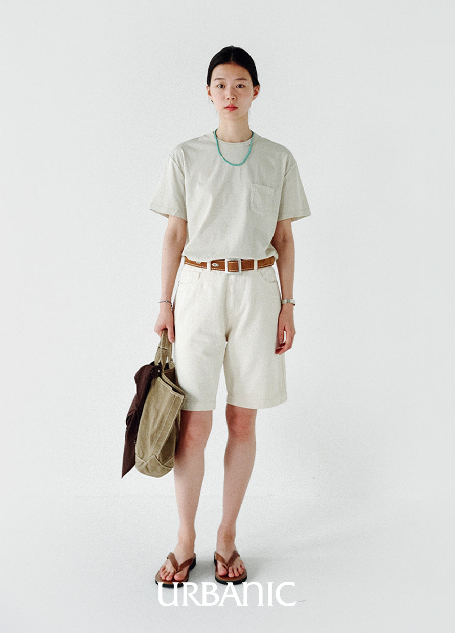 Casual 100% cotton twill denim shorts with five pockets