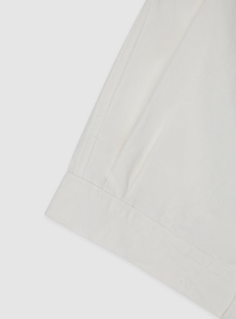 Vintage-inspired French work jacket with crinkled hemp texture