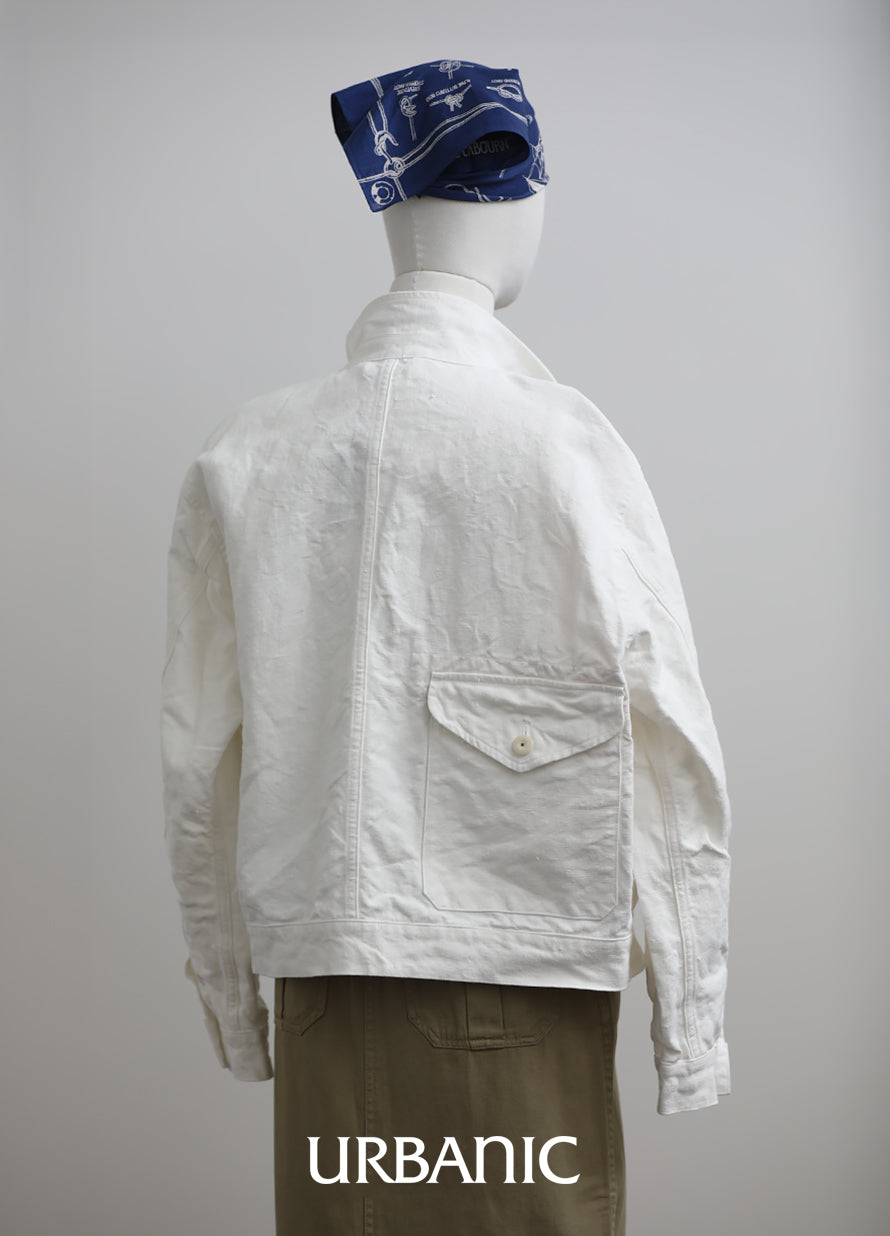 linen french work jacket outfit