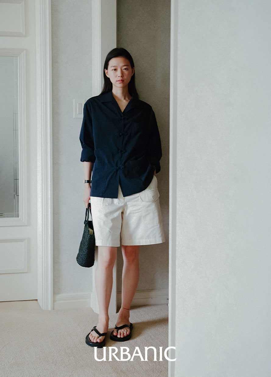 Frog Button Shirt (Navy)