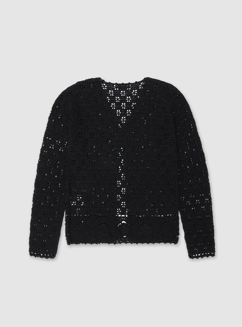Cotton cardigan with knitted flowers
