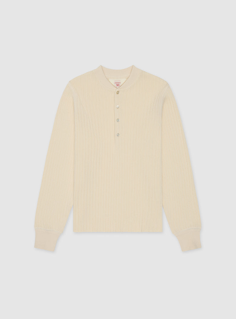 henley knit inspired by rowing uniforms