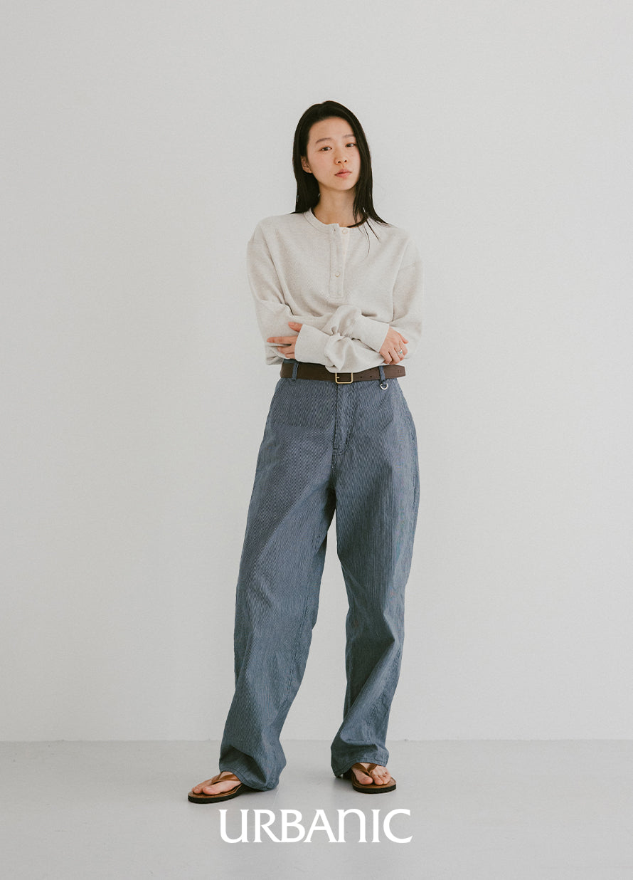 Honeycomb Henley Long Sleeve