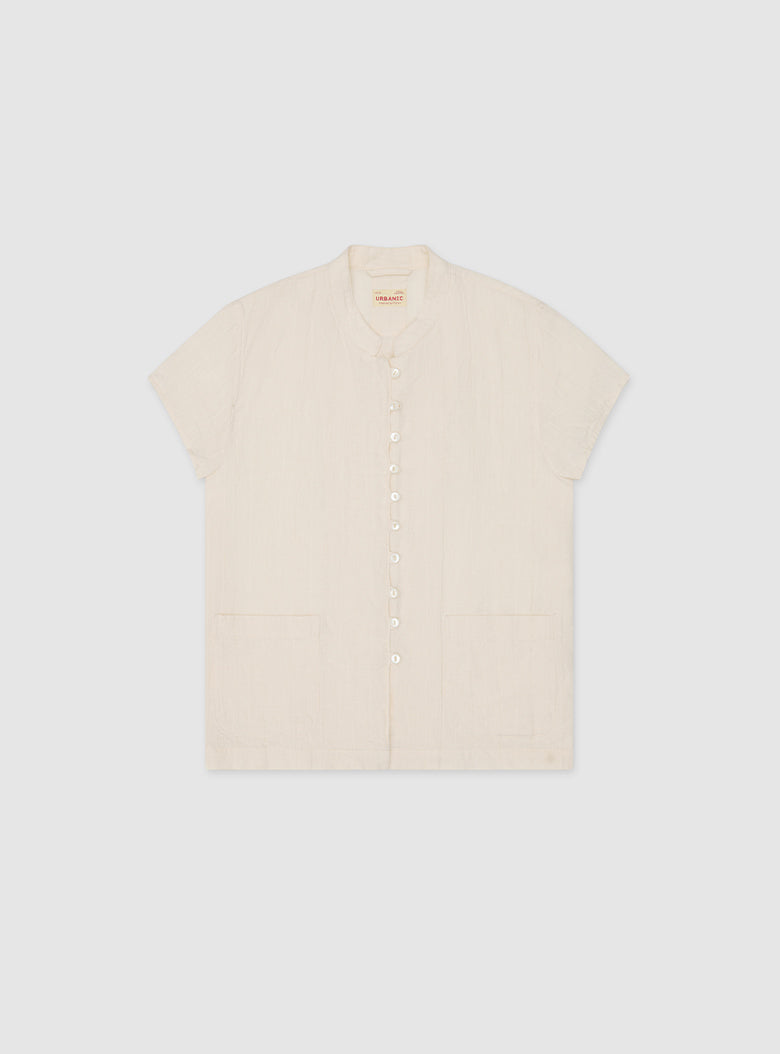 Delicate linen blouse in finely woven jacquard fabric