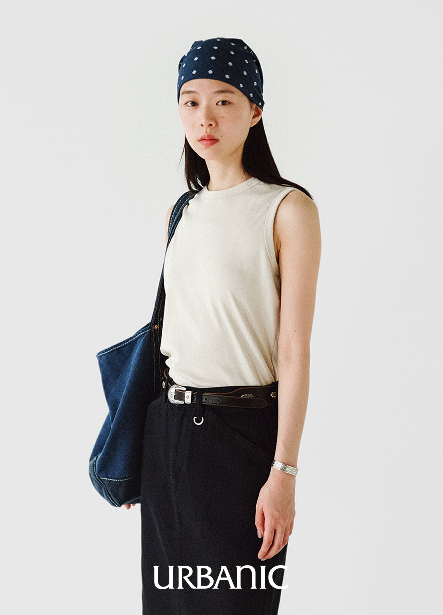 Women’s sleeveless T-shirt in a structured cotton blend