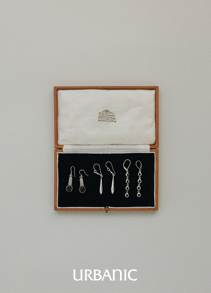 Antique-style onyx earrings