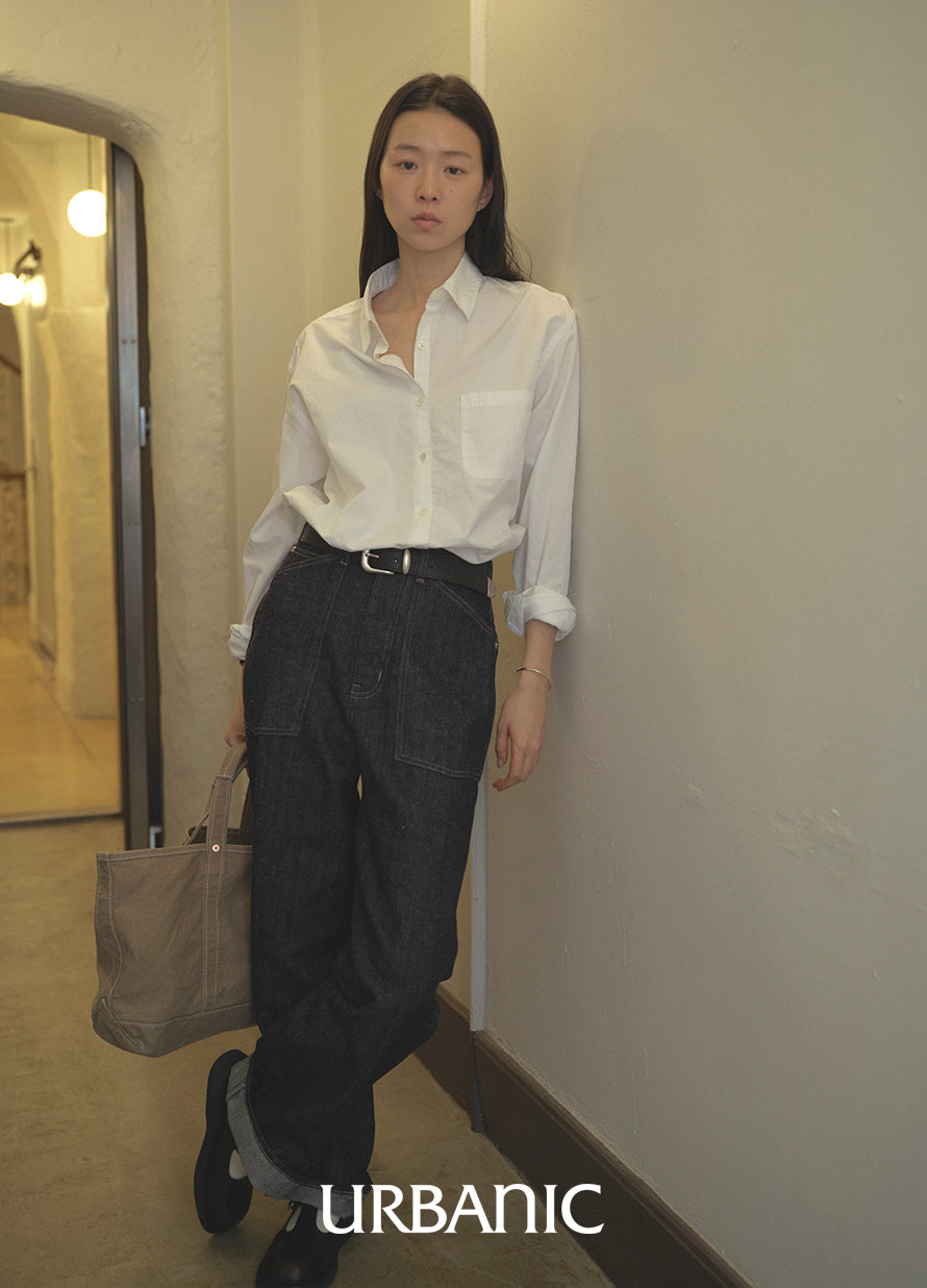 classic outfit with a white shirt and herringbone pants