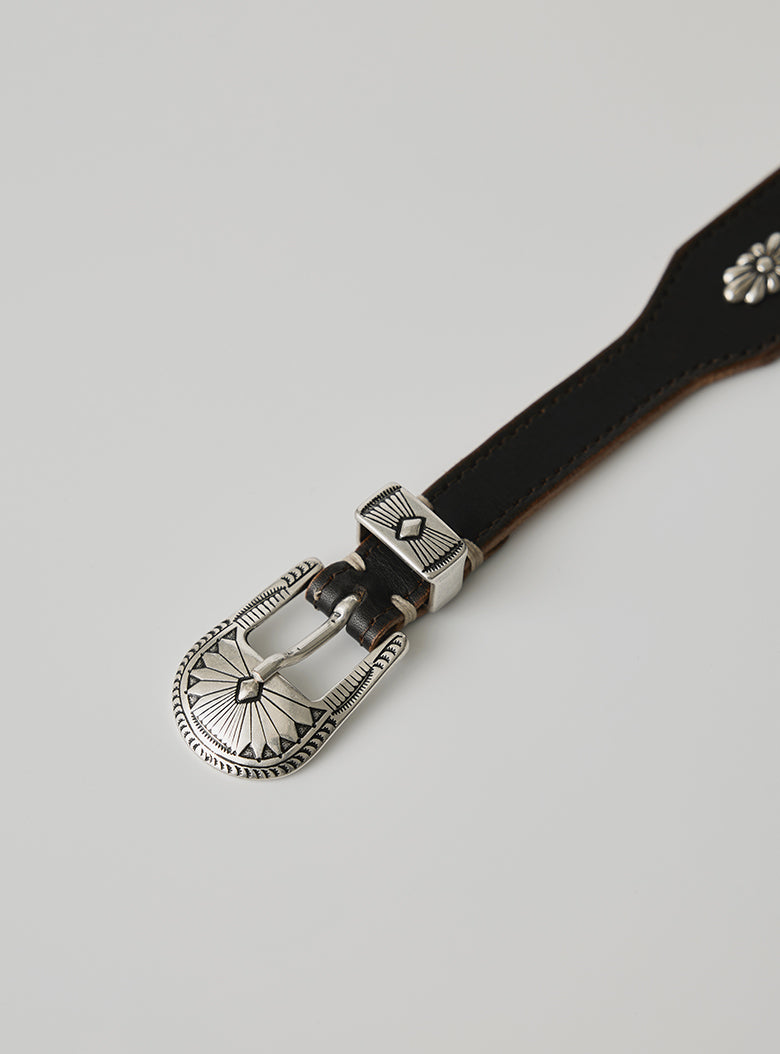 Made in Italy leather belt with concho studs
