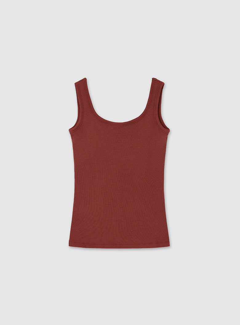 Women’s sleeveless top with round neckline and elegant low back