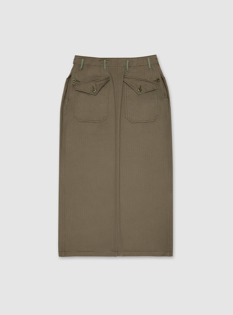 Nigel Cabourn Swedish Ranch Skirt with a structured military-inspired silhouette