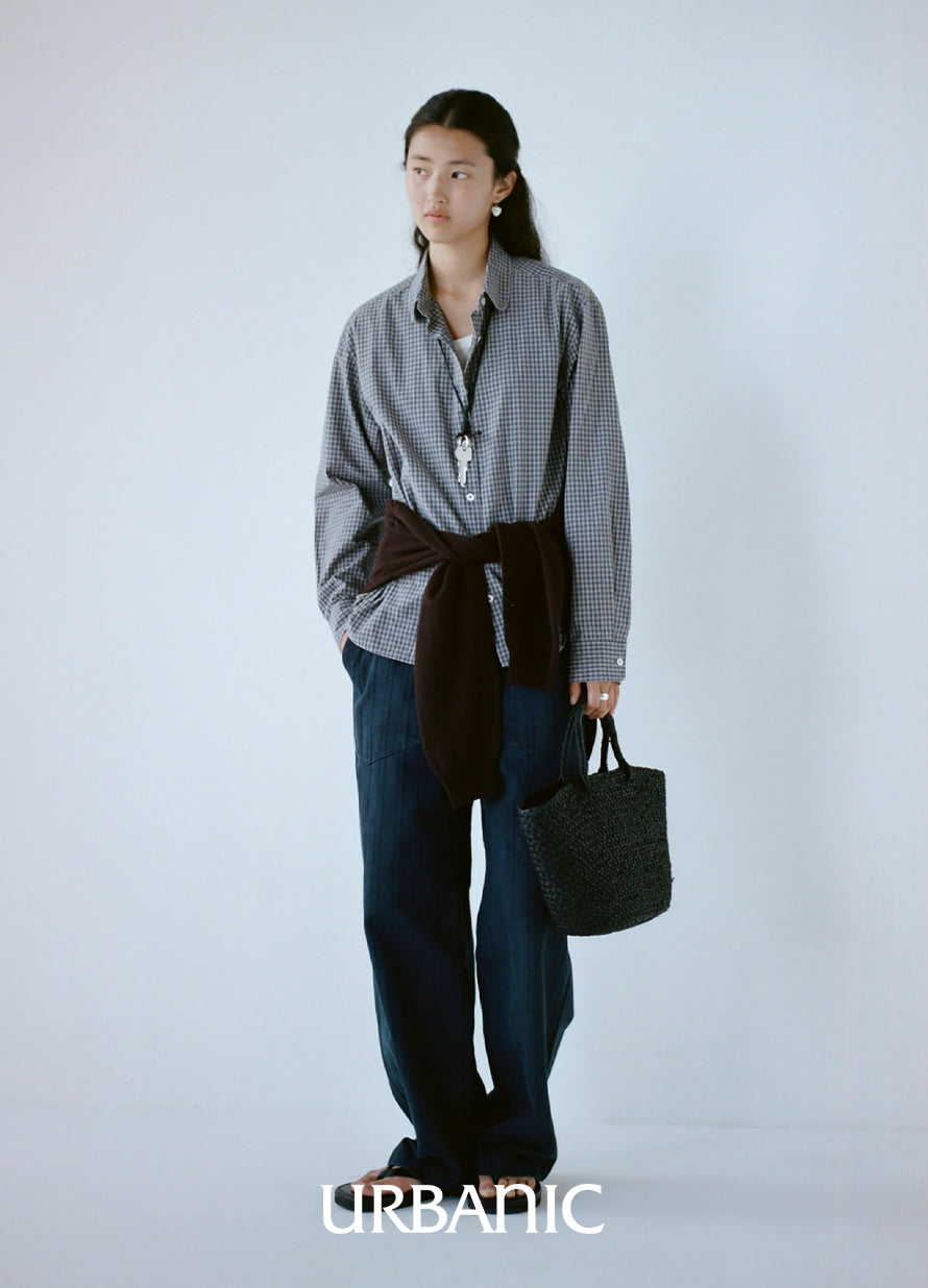 Clean button-up shirt with rounded collar