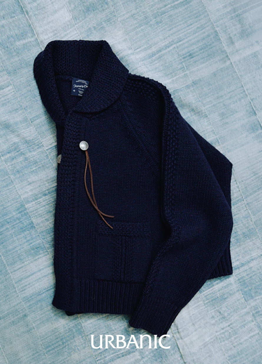 100% wool cardigan with vintage coin-style brass buttons