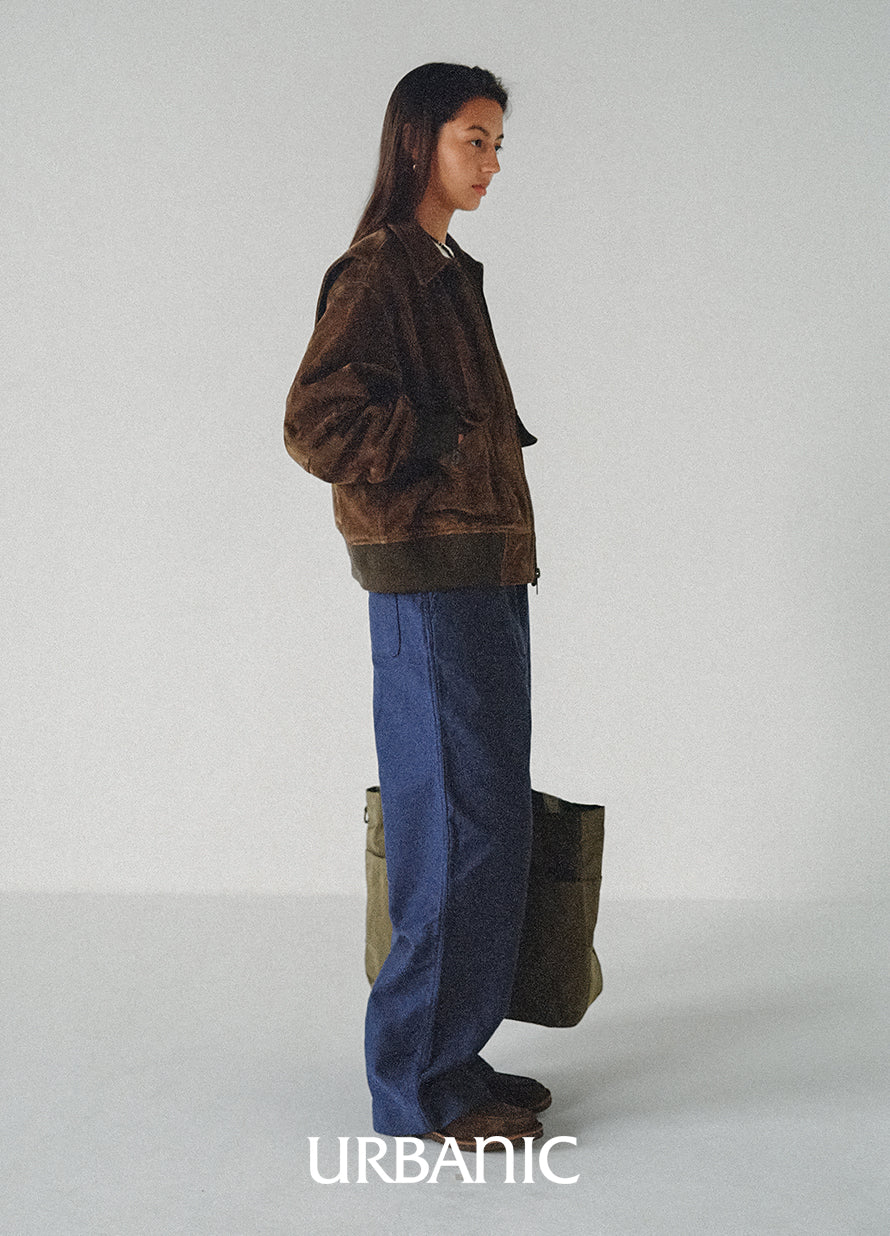  Khaki-brown leather jacket based on 1940s military style
