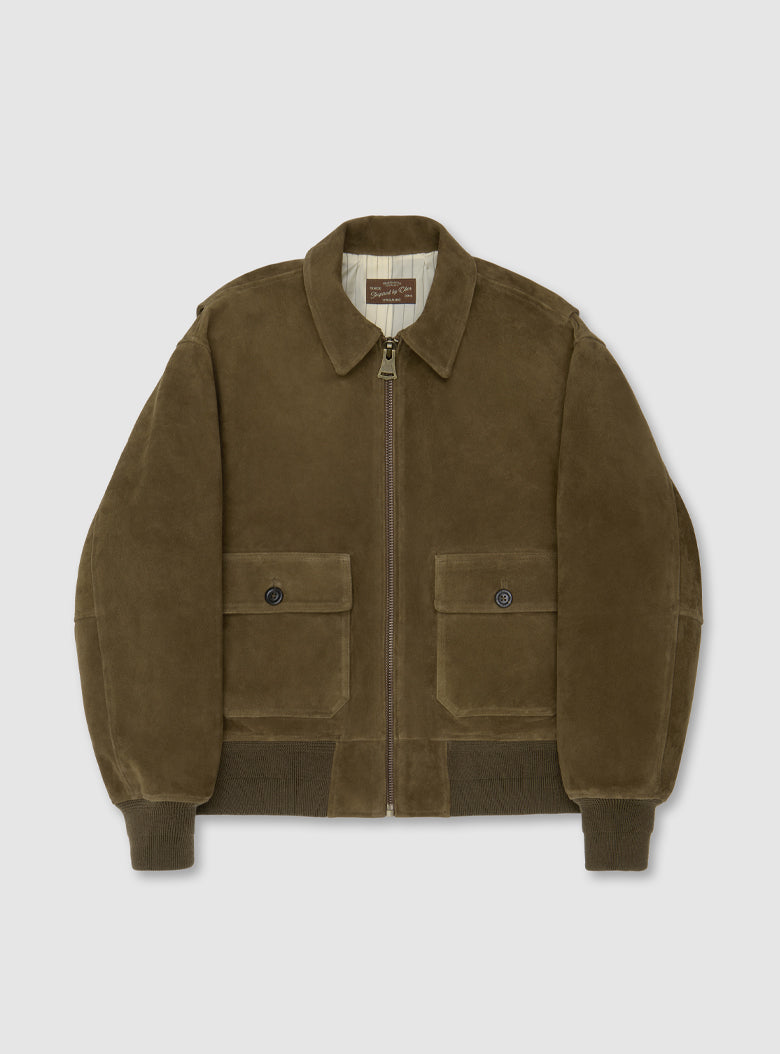 G-1 goat leather jacket in rich khaki brown
