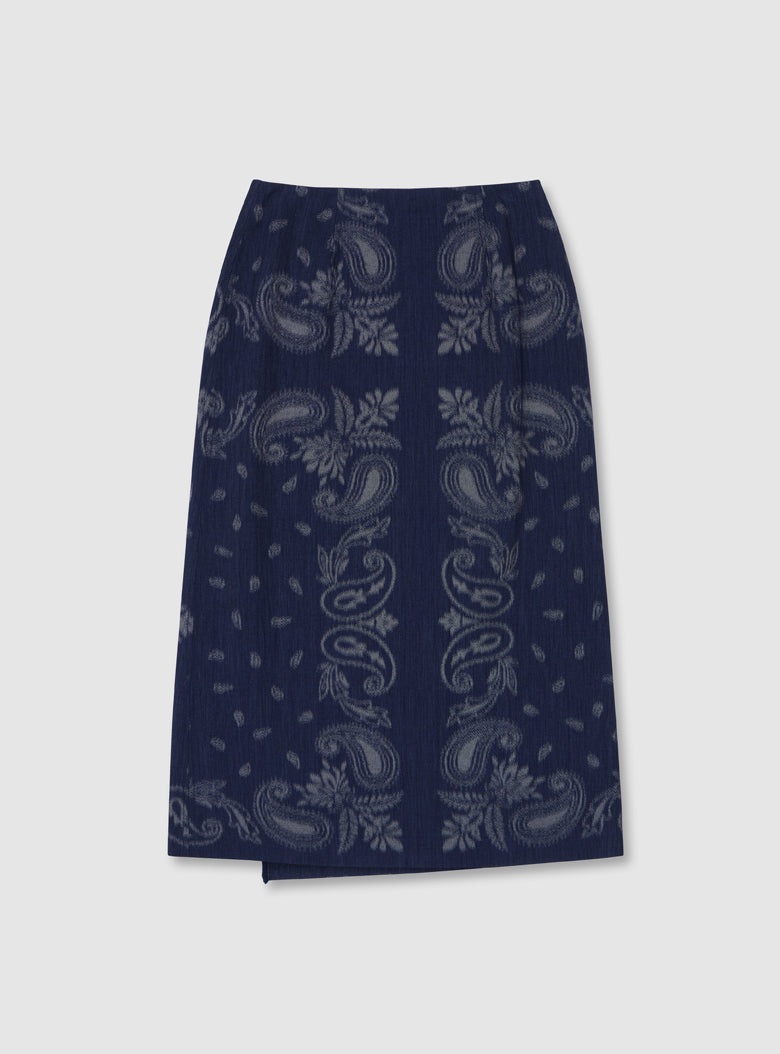Indigo Paisley Wrap Skirt