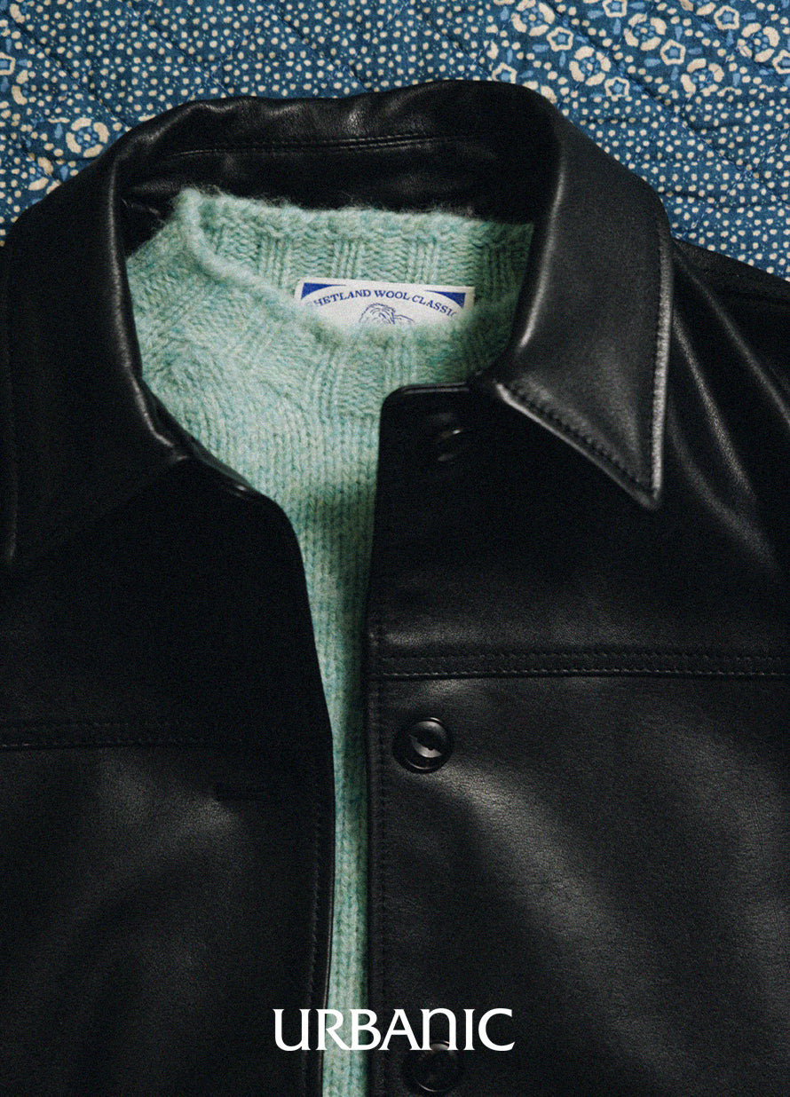 Leather Car Coat (Black)