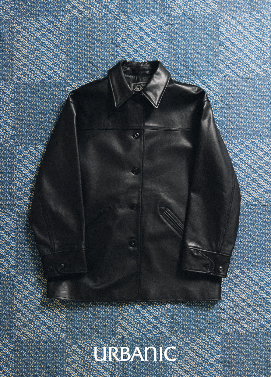 Leather Car Coat (Black)
