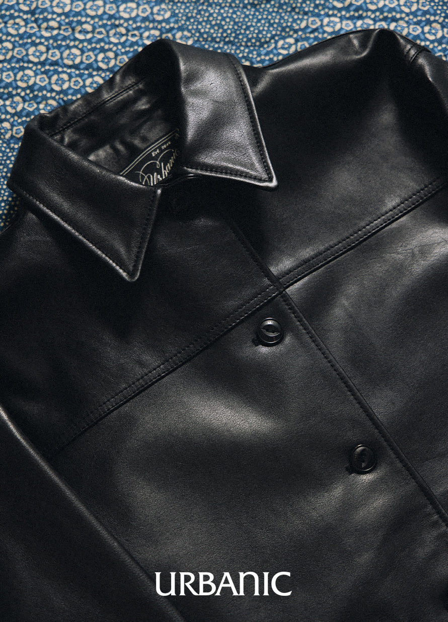 Leather Car Coat (Black)