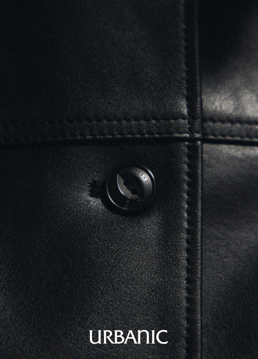 Leather Car Coat (Black)