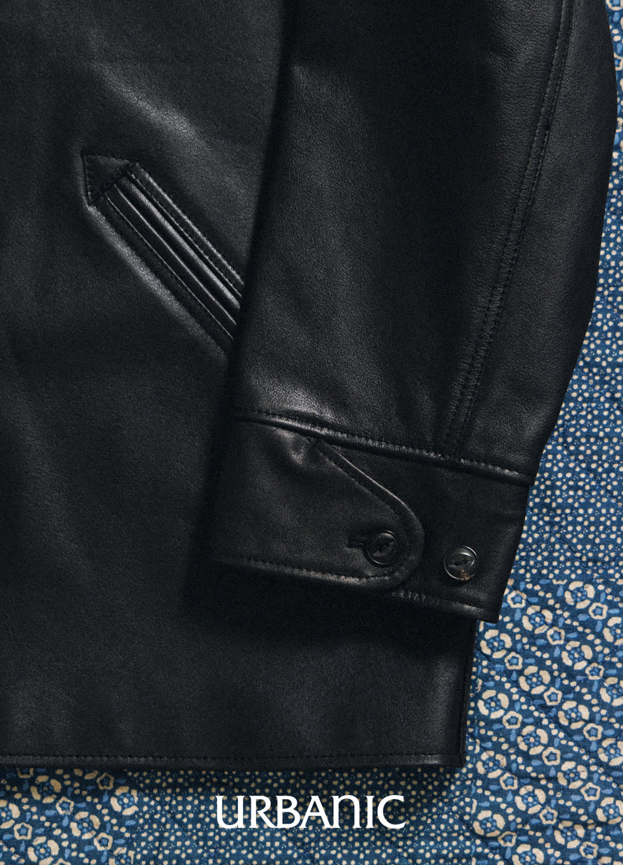 Leather Car Coat (Black)