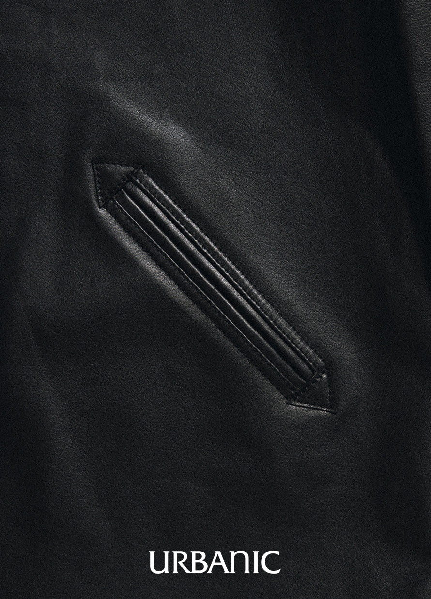 Leather Car Coat (Black)