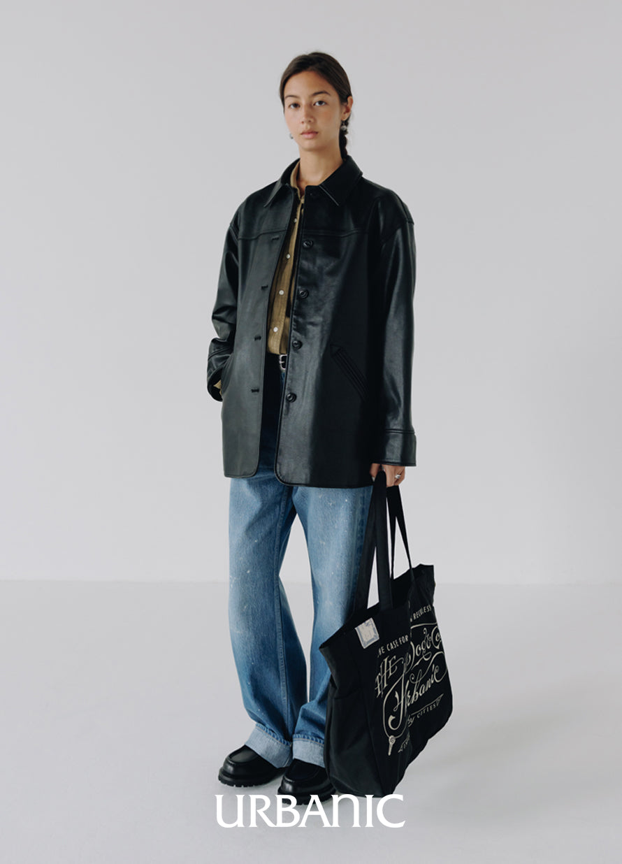 Leather Car Coat (Black)