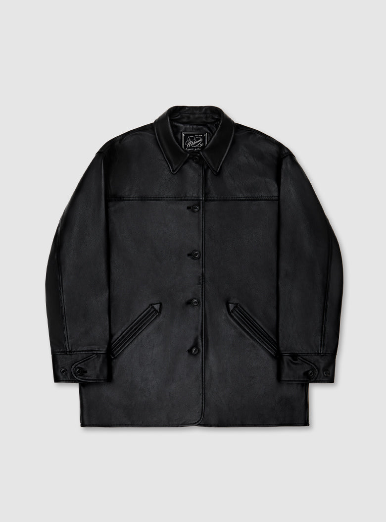 Leather Car Coat (Black)