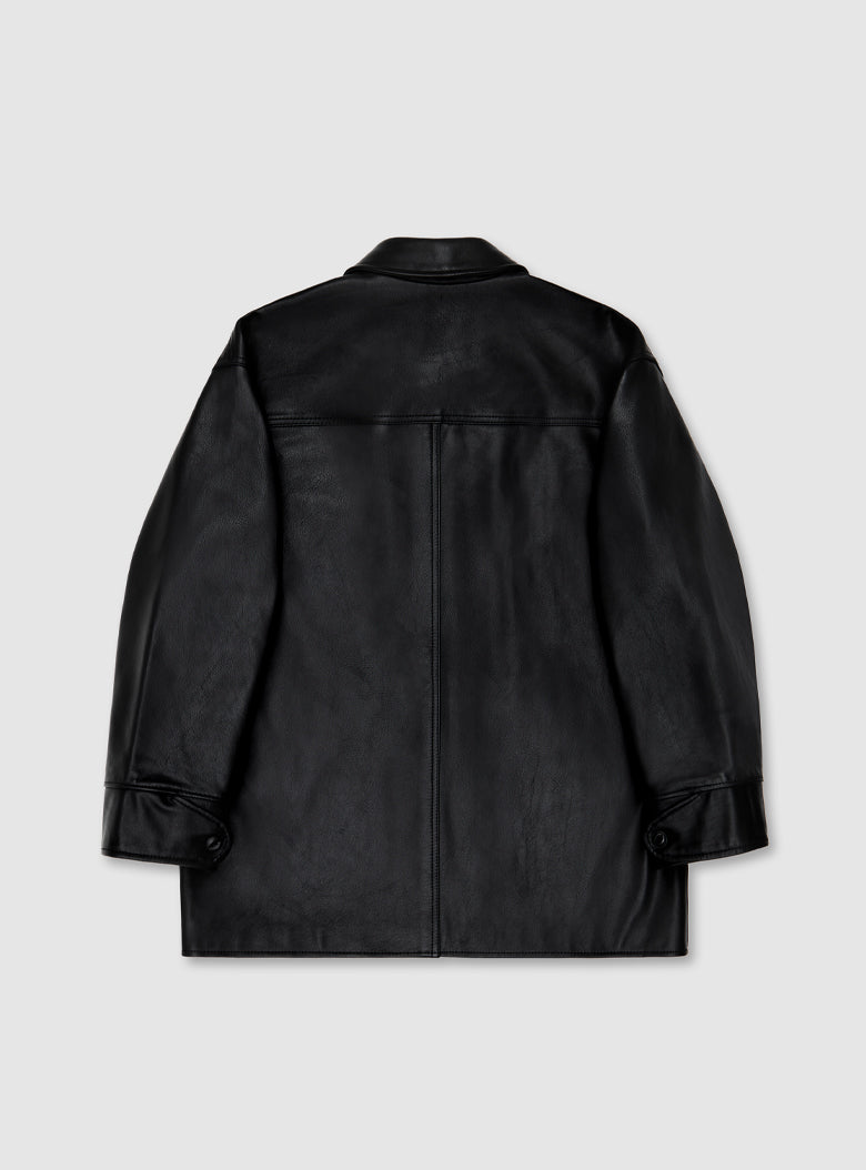 Leather Car Coat (Black)