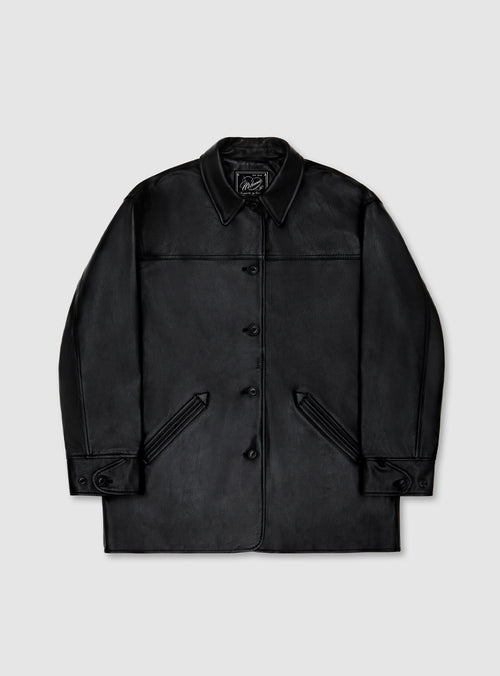 Leather Car Coat (Black)